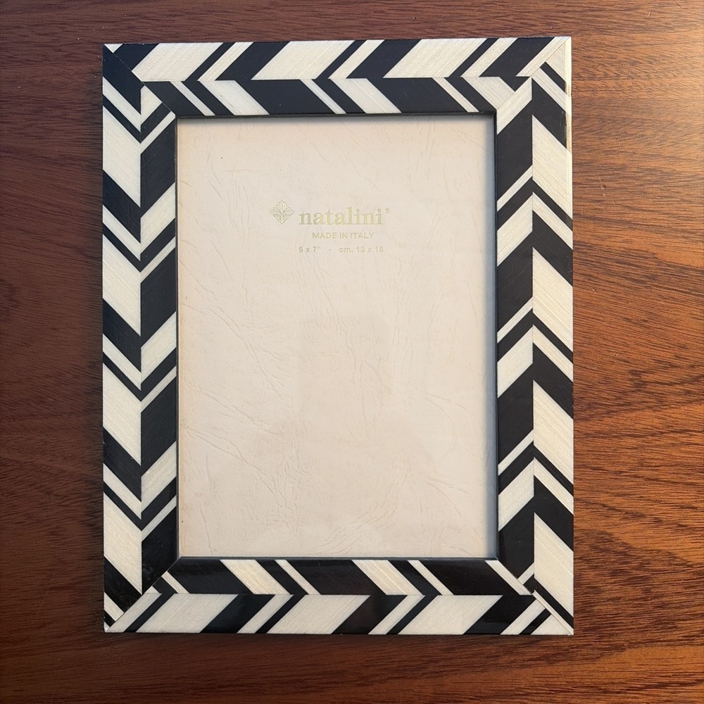 Natalini Made in Italy 5x7 Black White Wood Picture Frame Marquetry